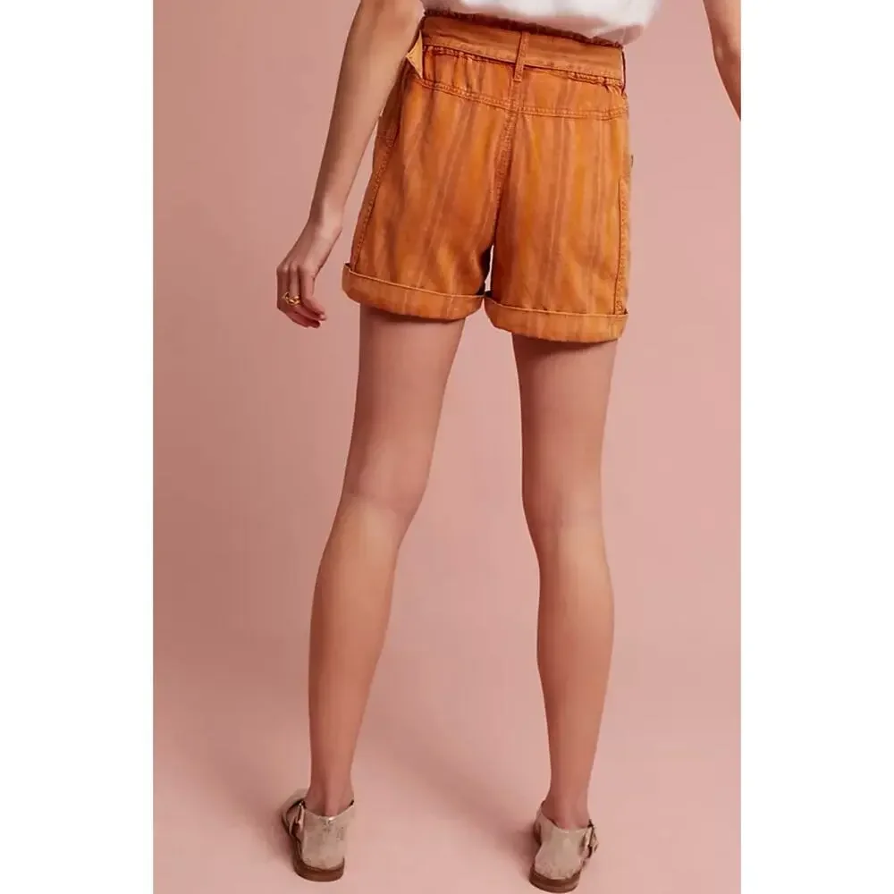 Hei Hei Anthropologie Tahiti Orange Cotton Striped Shorts Size Small